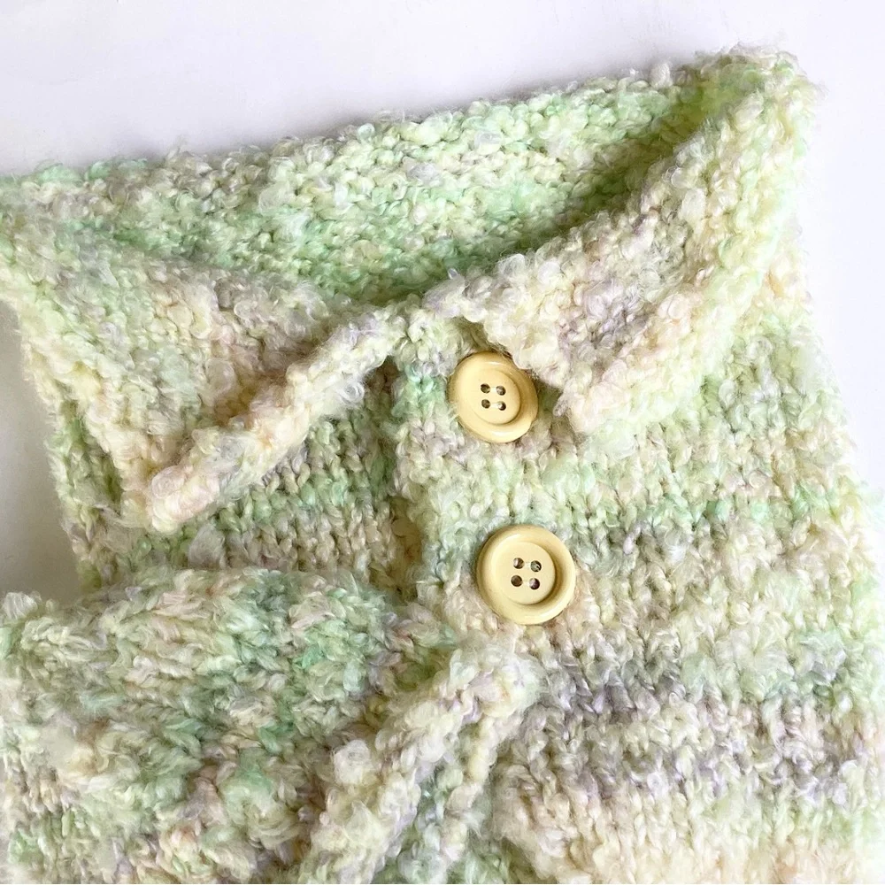 Baby Cocoon One Piece Hand Crafted Yellow Green Swaddler Cozy Knit